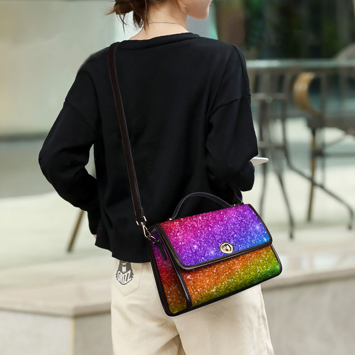Artwork Rainbow Glitter Print Women's Satchel Bag