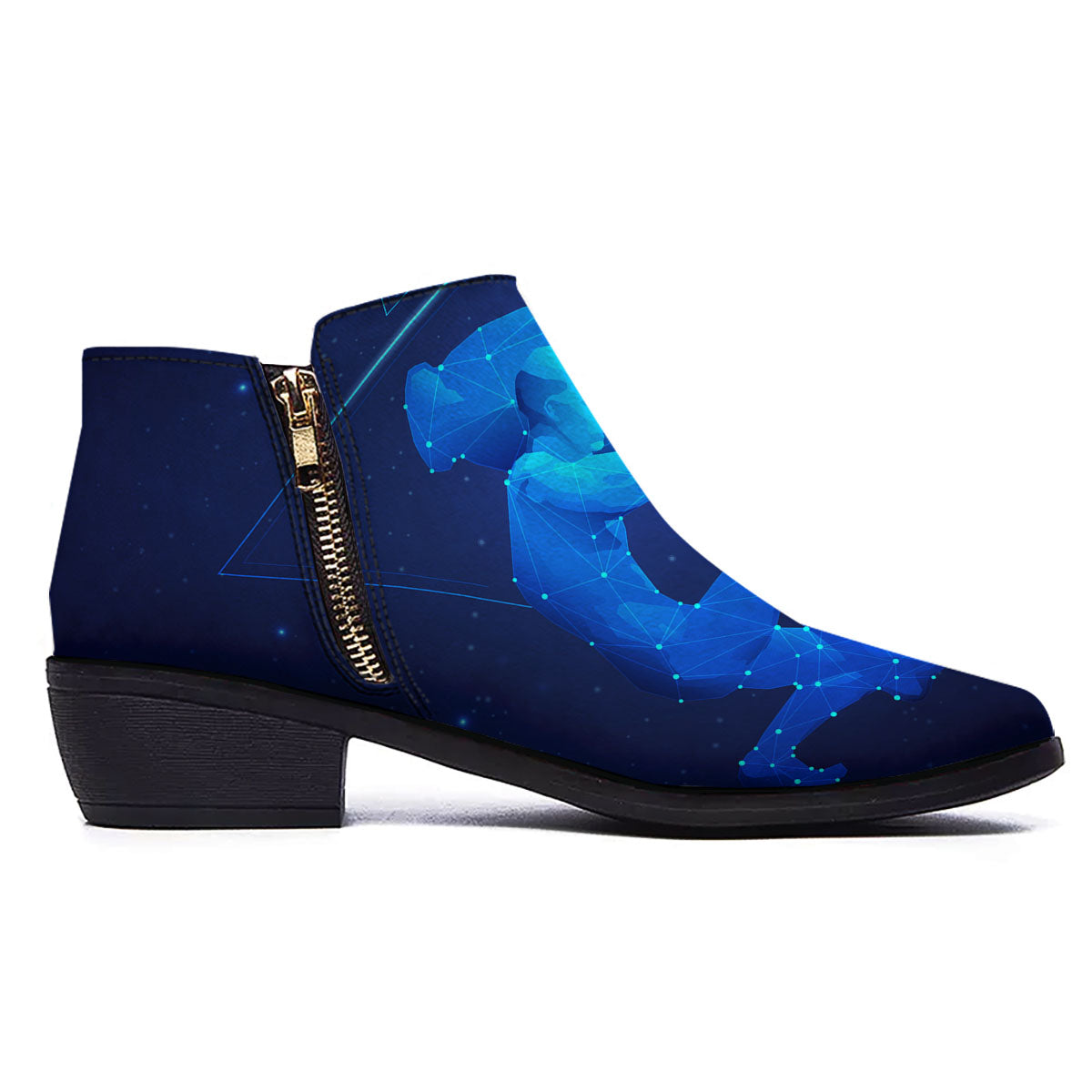Astrological And Aquarius Signs Print Ankle Boots-grizzshop