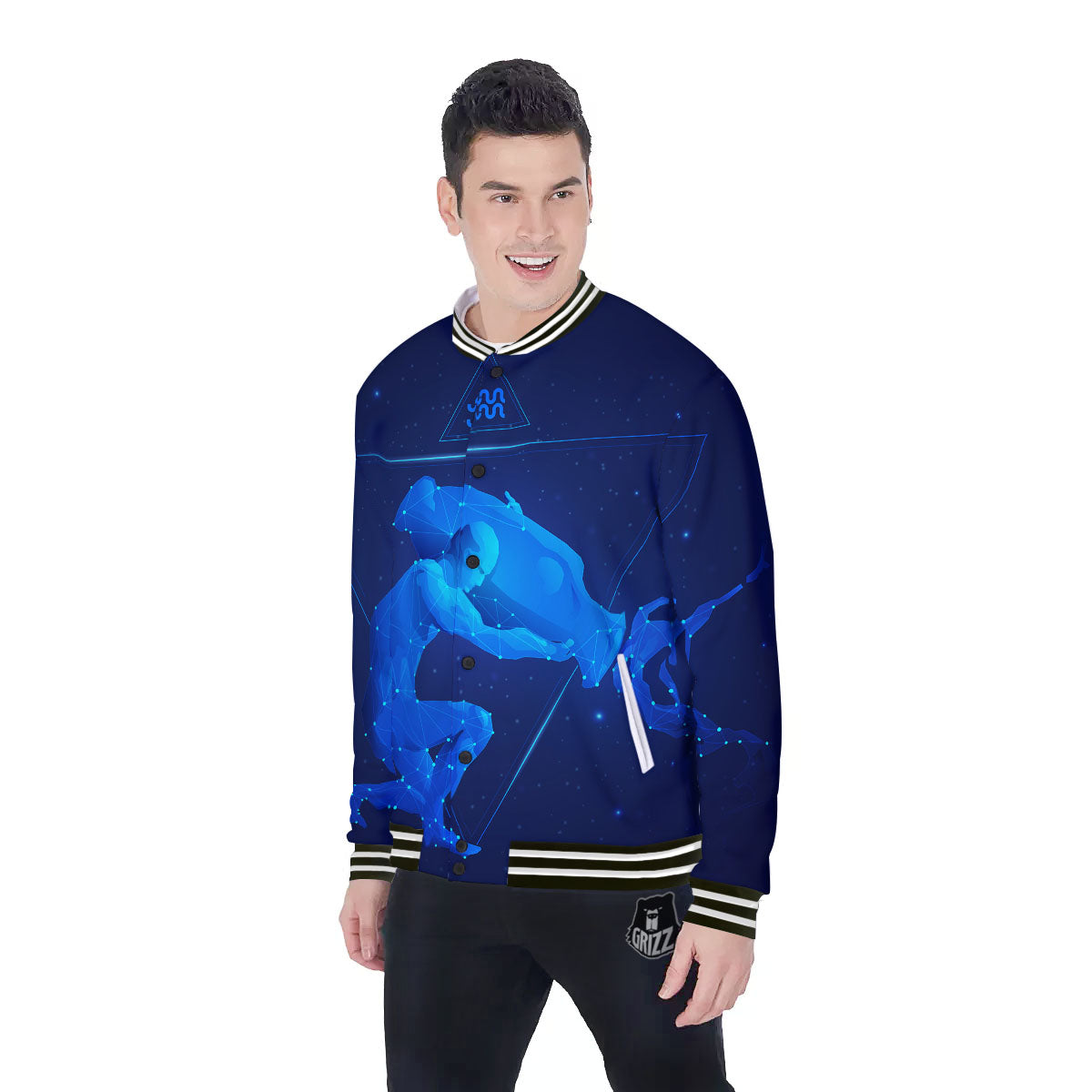 Astrological And Aquarius Signs Print Baseball Jacket-grizzshop