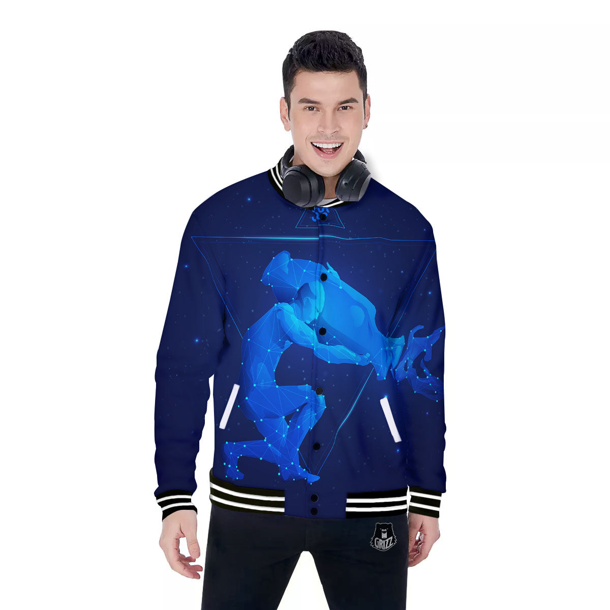 Astrological And Aquarius Signs Print Baseball Jacket-grizzshop