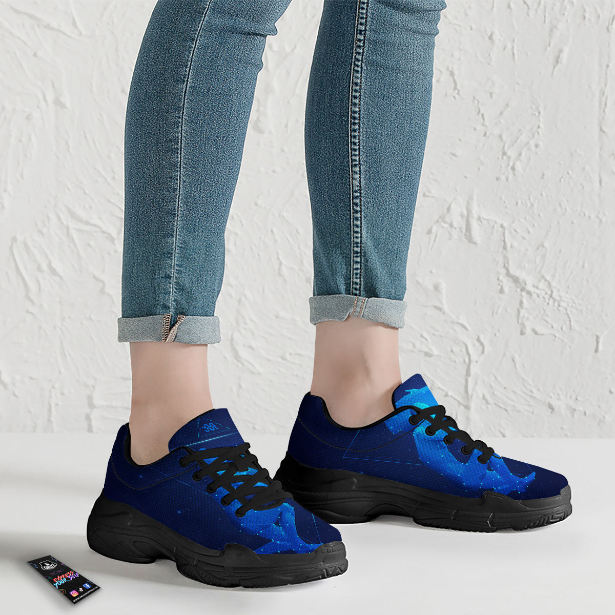 Astrological And Aquarius Signs Print Black Chunky Shoes-grizzshop