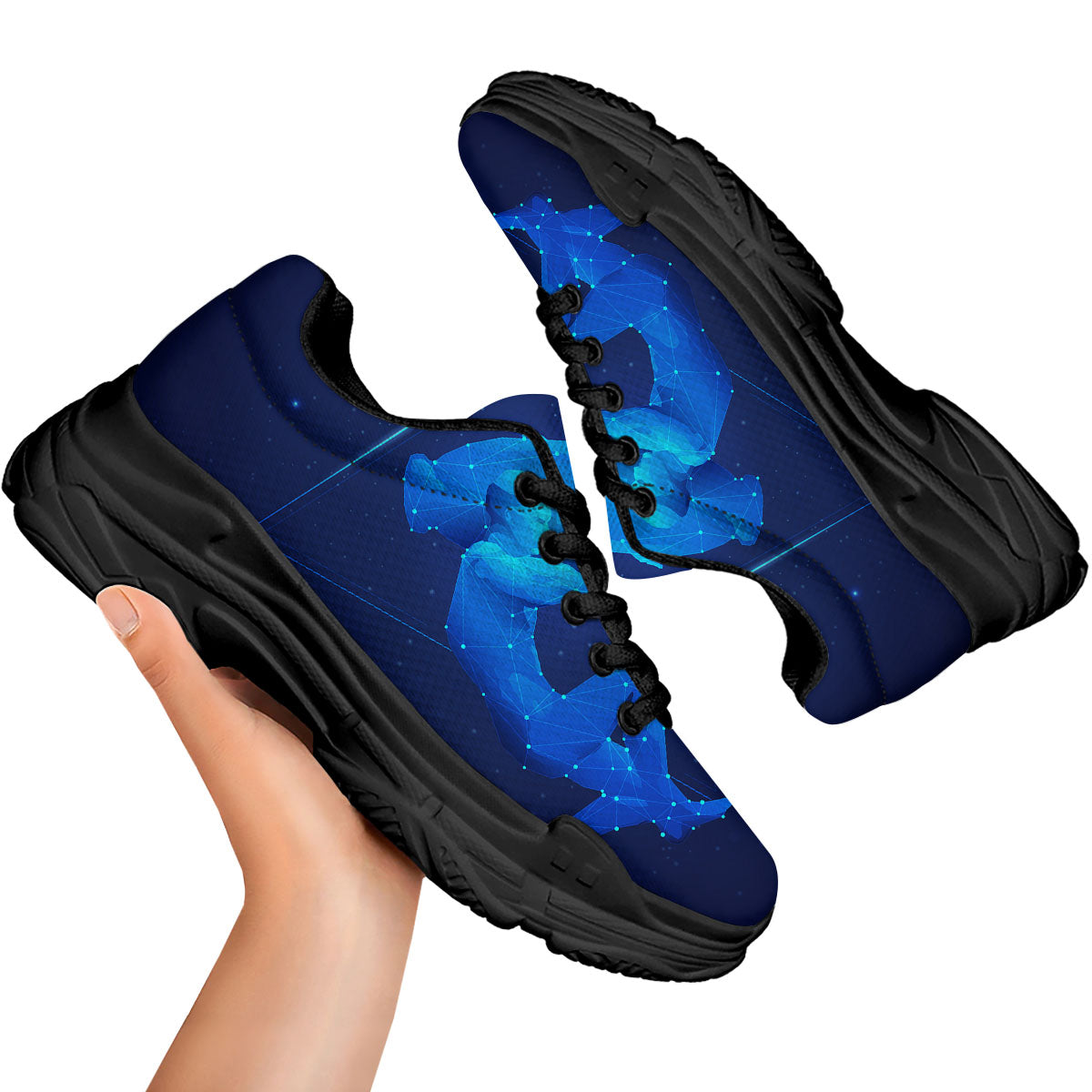 Astrological And Aquarius Signs Print Black Chunky Shoes-grizzshop