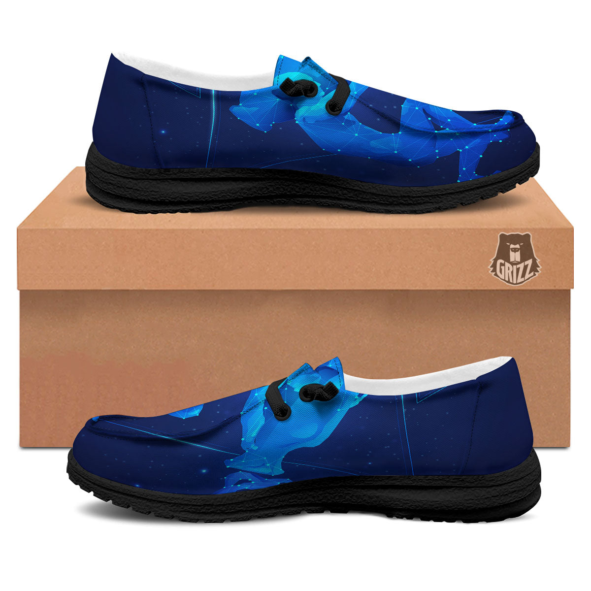 Astrological And Aquarius Signs Print Black Loafers-grizzshop