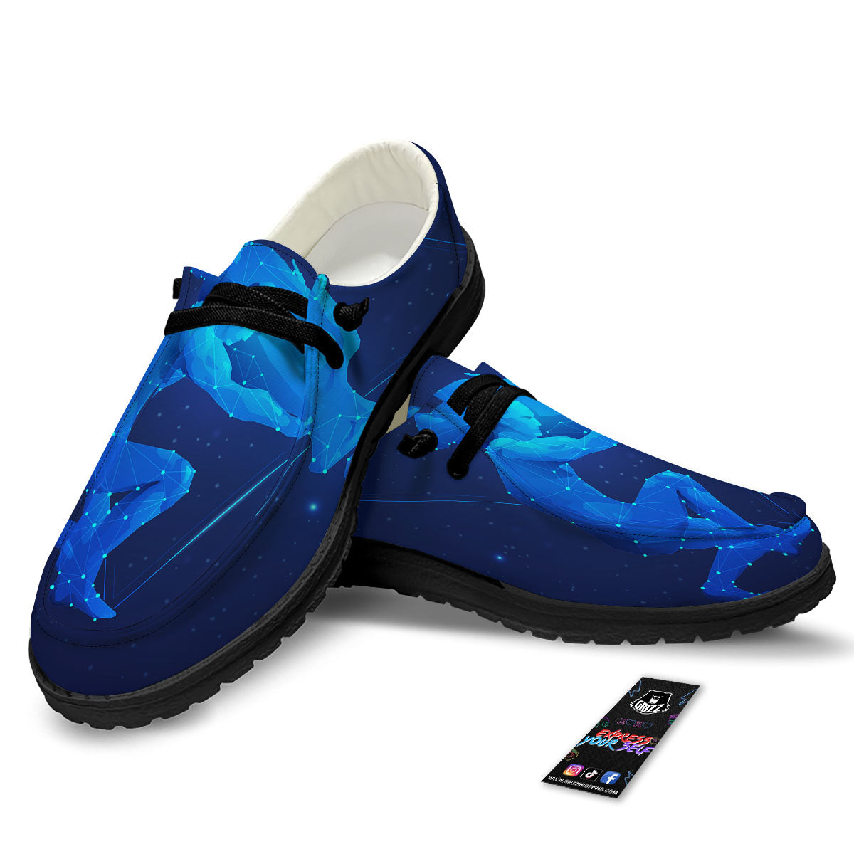 Astrological And Aquarius Signs Print Black Loafers-grizzshop