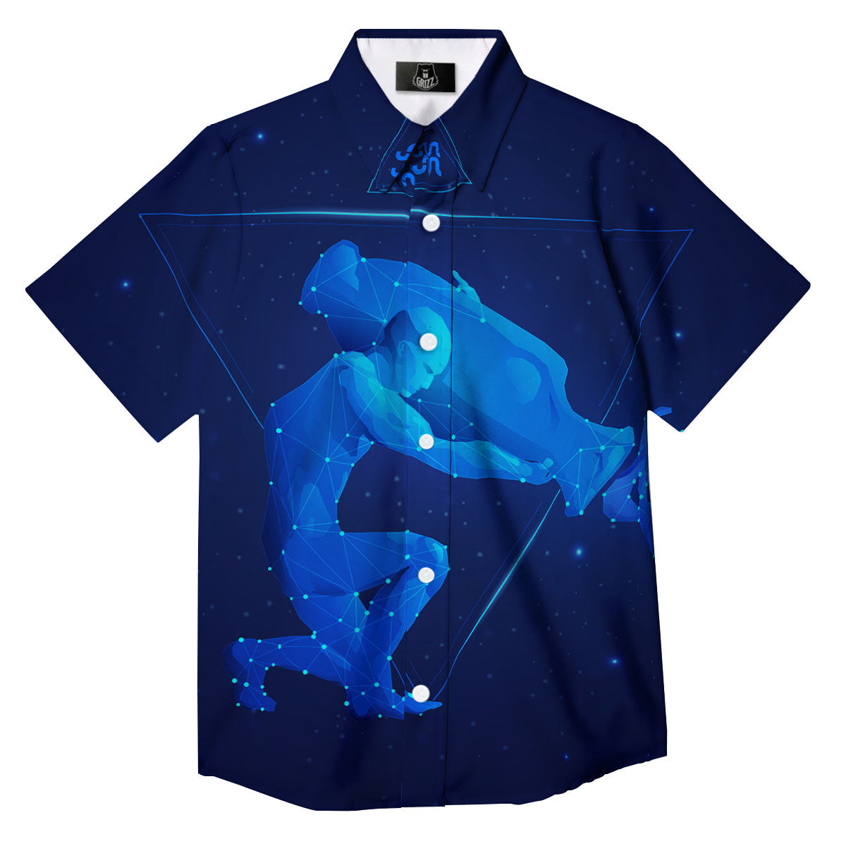 Astrological And Aquarius Signs Print Button Up Shirt-grizzshop