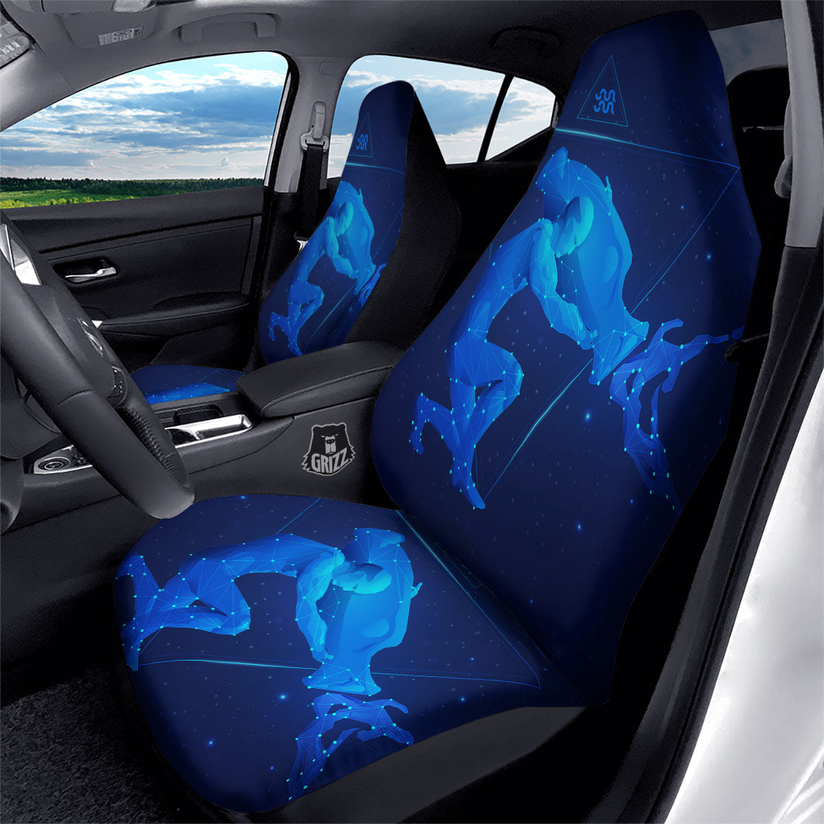 Astrological And Aquarius Signs Print Car Seat Covers-grizzshop