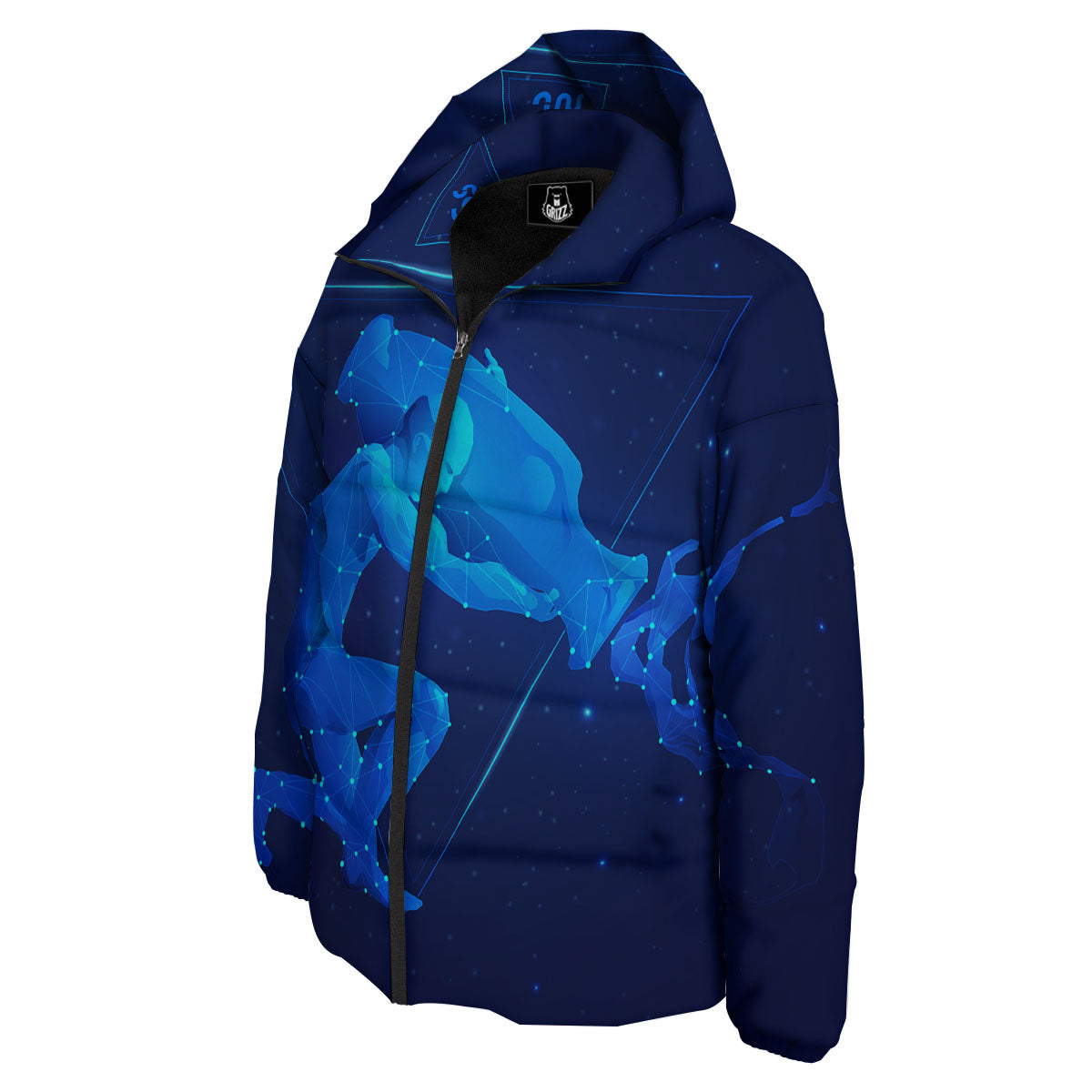 Astrological And Aquarius Signs Print Down Jacket-grizzshop