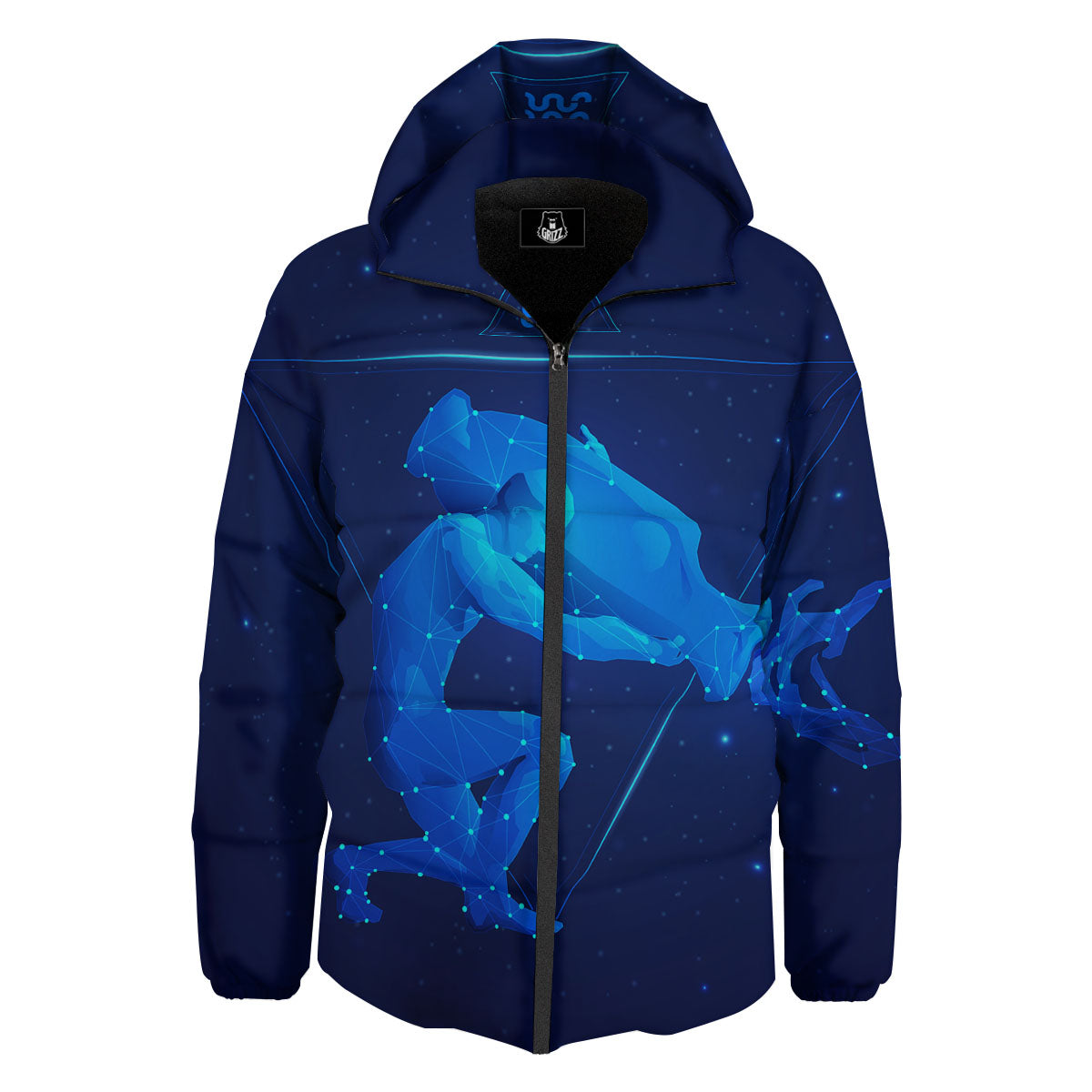 Astrological And Aquarius Signs Print Down Jacket-grizzshop
