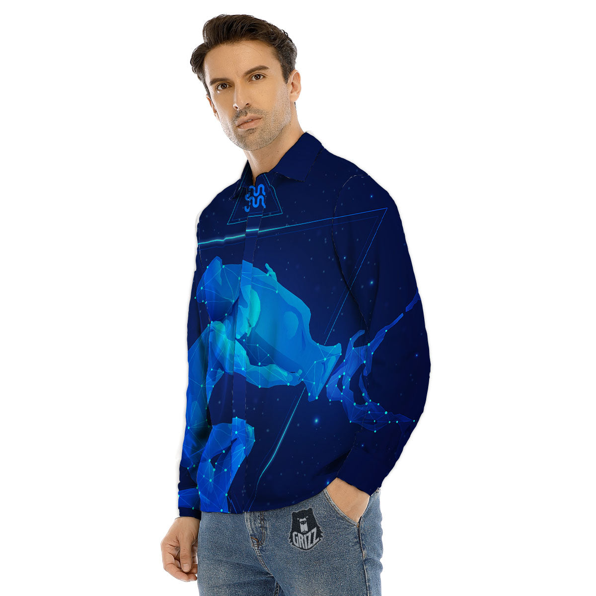 Astrological And Aquarius Signs Print Men's Dress Shirts-grizzshop