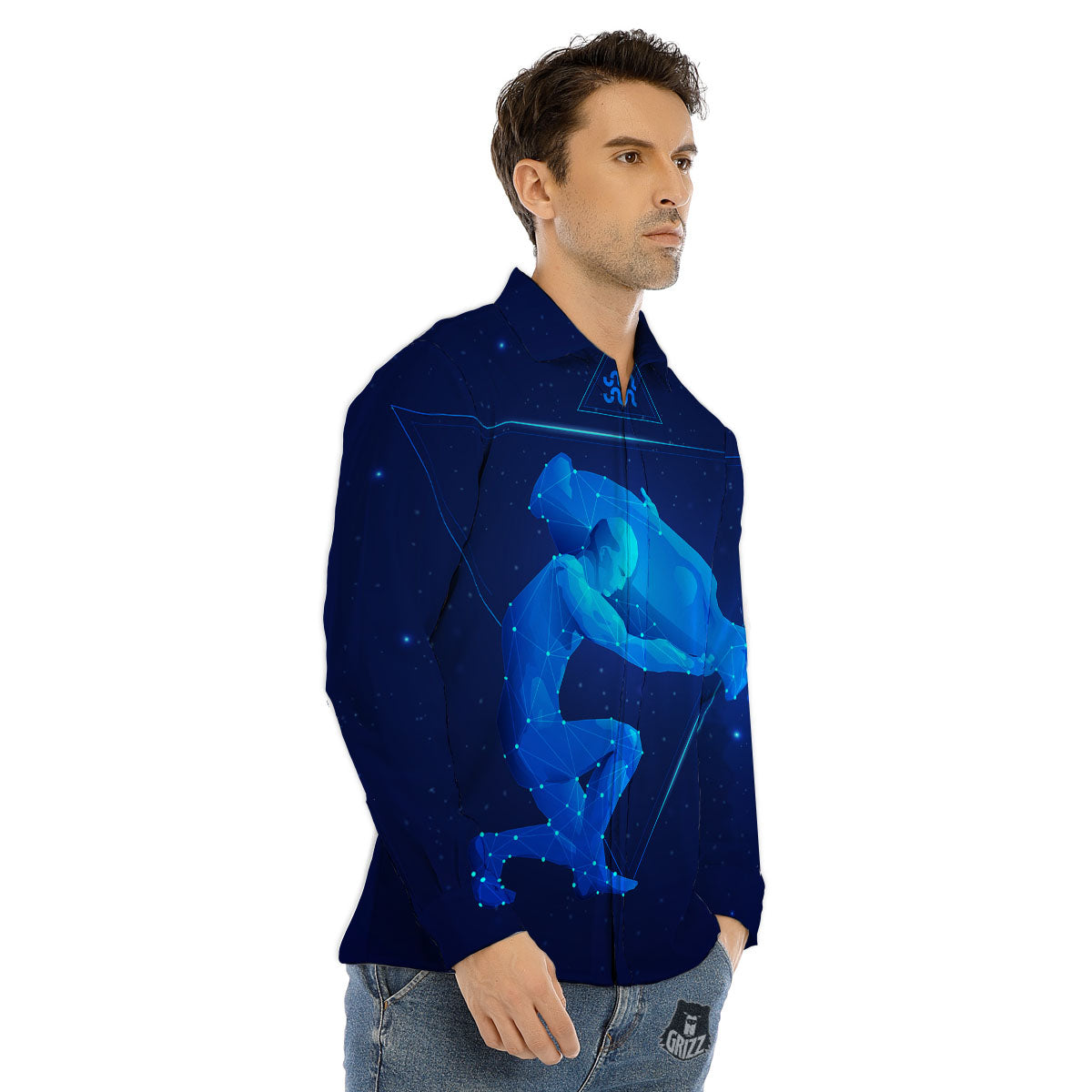 Astrological And Aquarius Signs Print Men's Dress Shirts-grizzshop