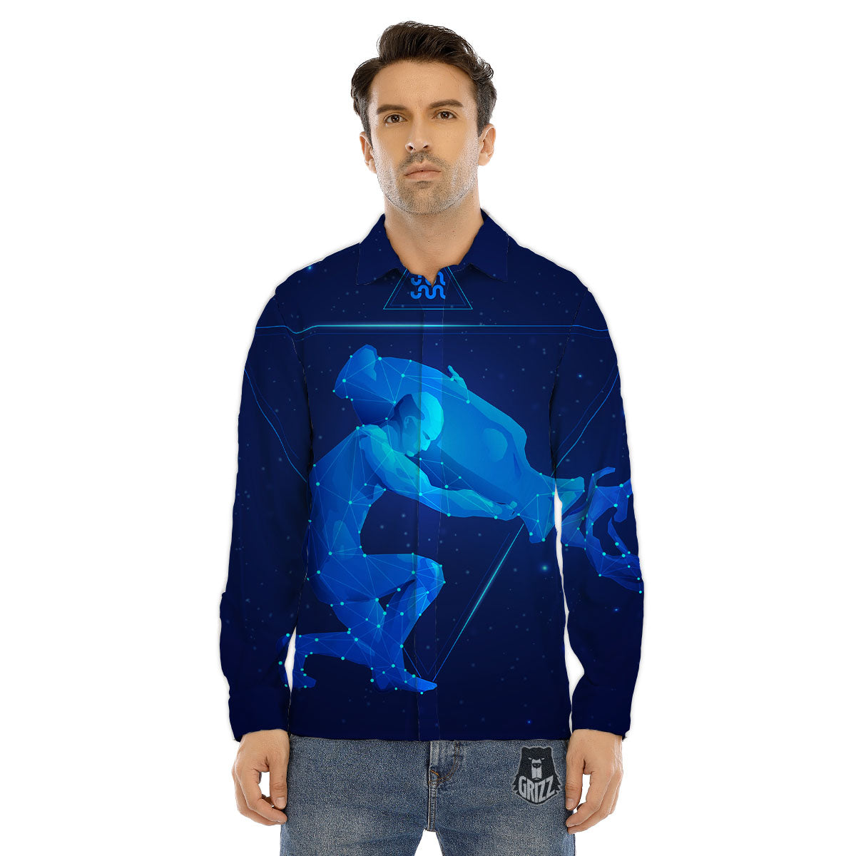 Astrological And Aquarius Signs Print Men's Dress Shirts-grizzshop