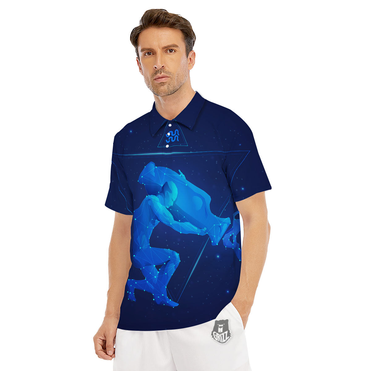 Astrological And Aquarius Signs Print Men's Golf Shirts-grizzshop