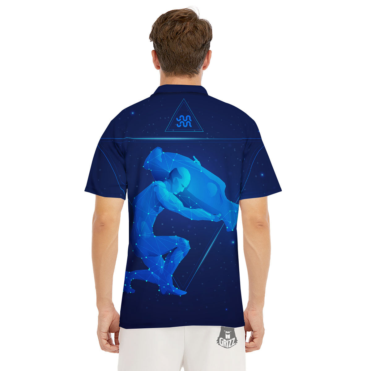Astrological And Aquarius Signs Print Men's Golf Shirts-grizzshop