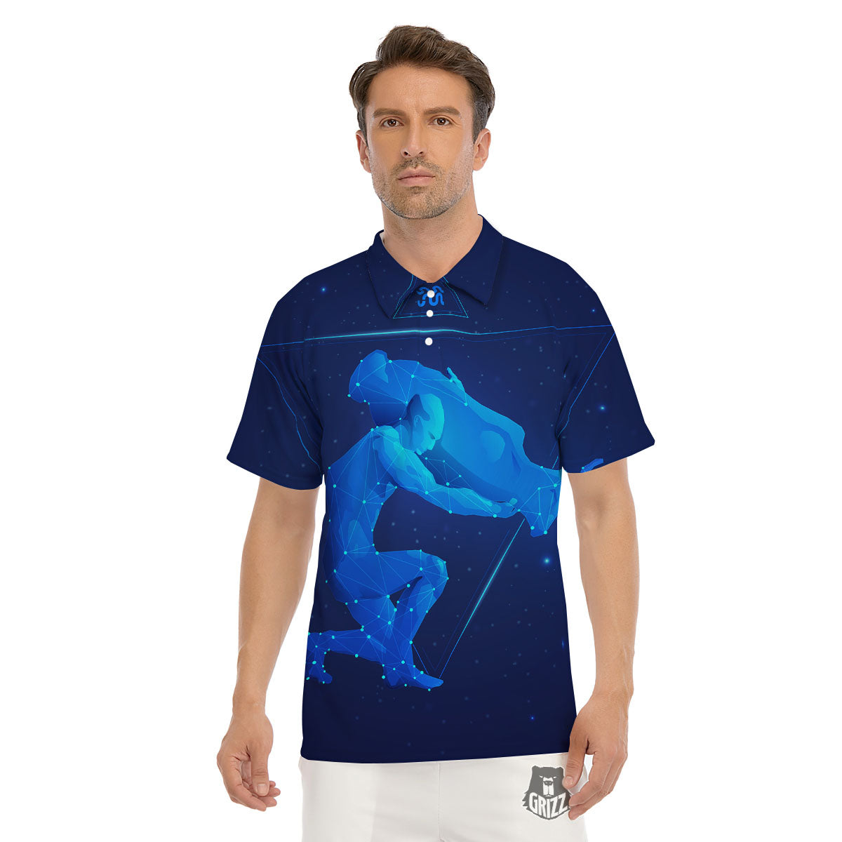 Astrological And Aquarius Signs Print Men's Golf Shirts-grizzshop