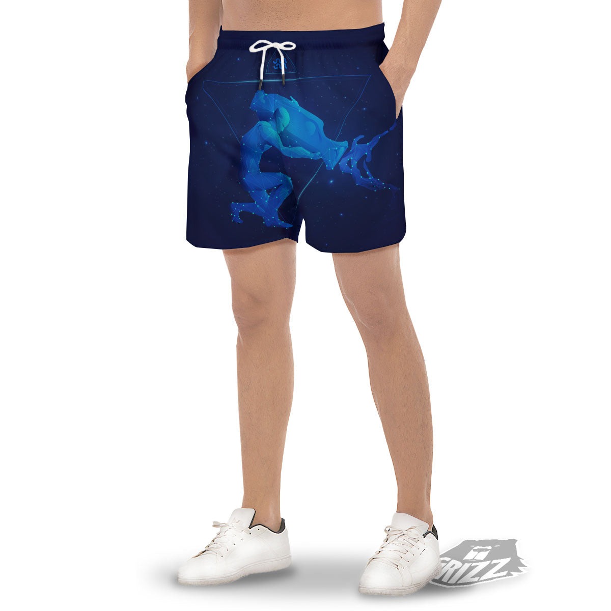 Astrological And Aquarius Signs Print Men's Gym Shorts-grizzshop