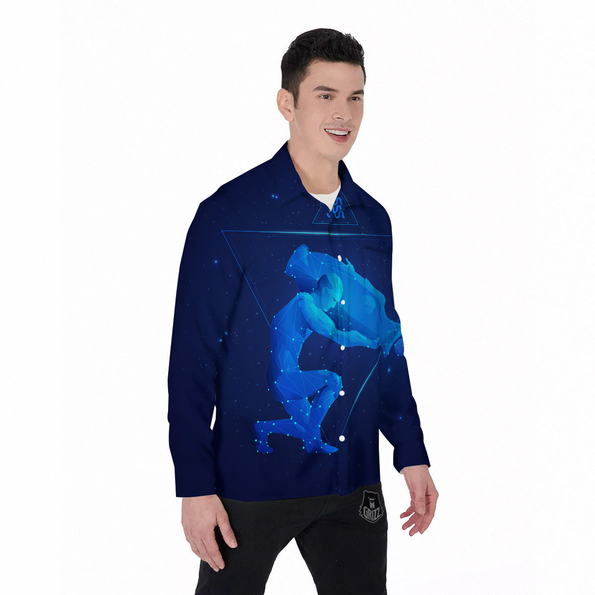 Astrological And Aquarius Signs Print Men's Long Sleeve Shirts-grizzshop