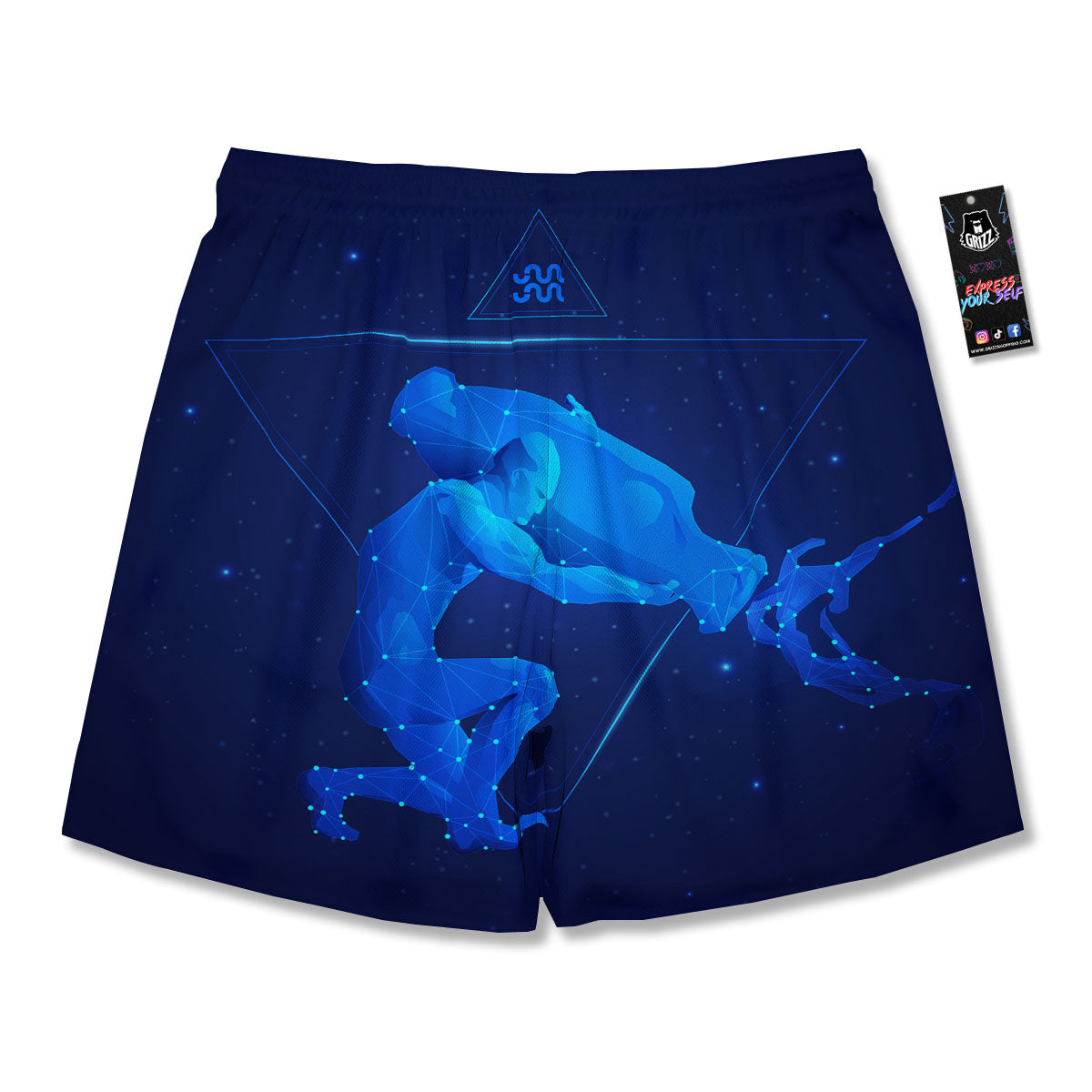 Astrological And Aquarius Signs Print Men's Running Shorts-grizzshop