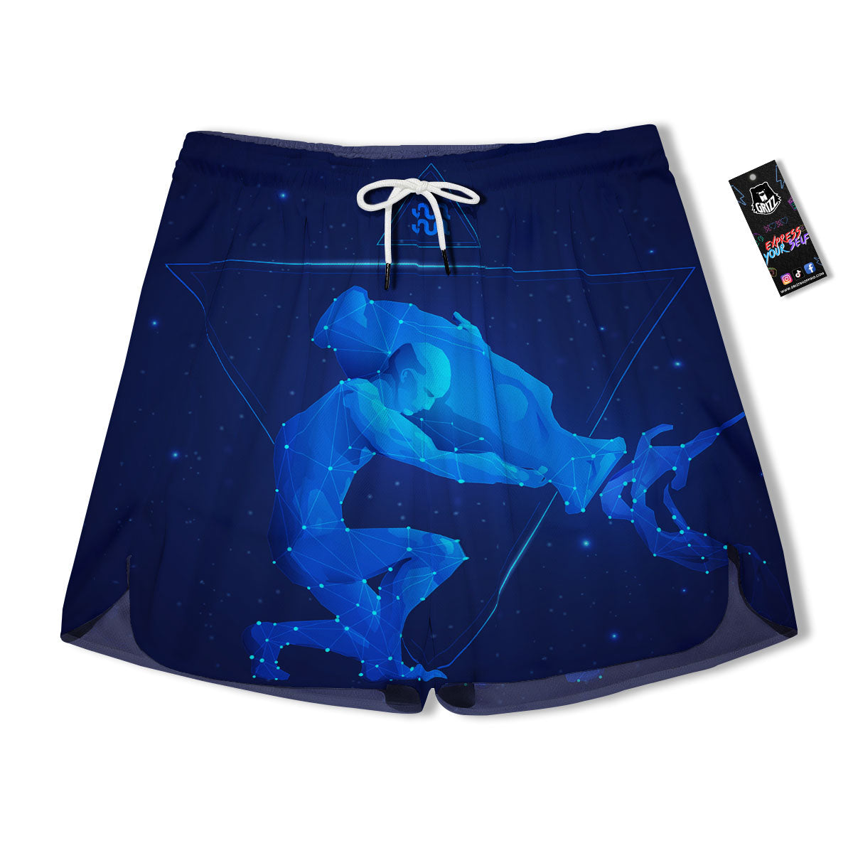 Astrological And Aquarius Signs Print Men's Running Shorts-grizzshop