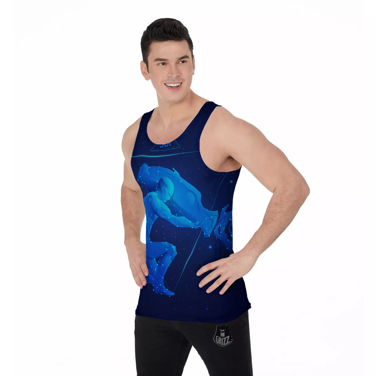 Astrological And Aquarius Signs Print Men's Tank Top-grizzshop