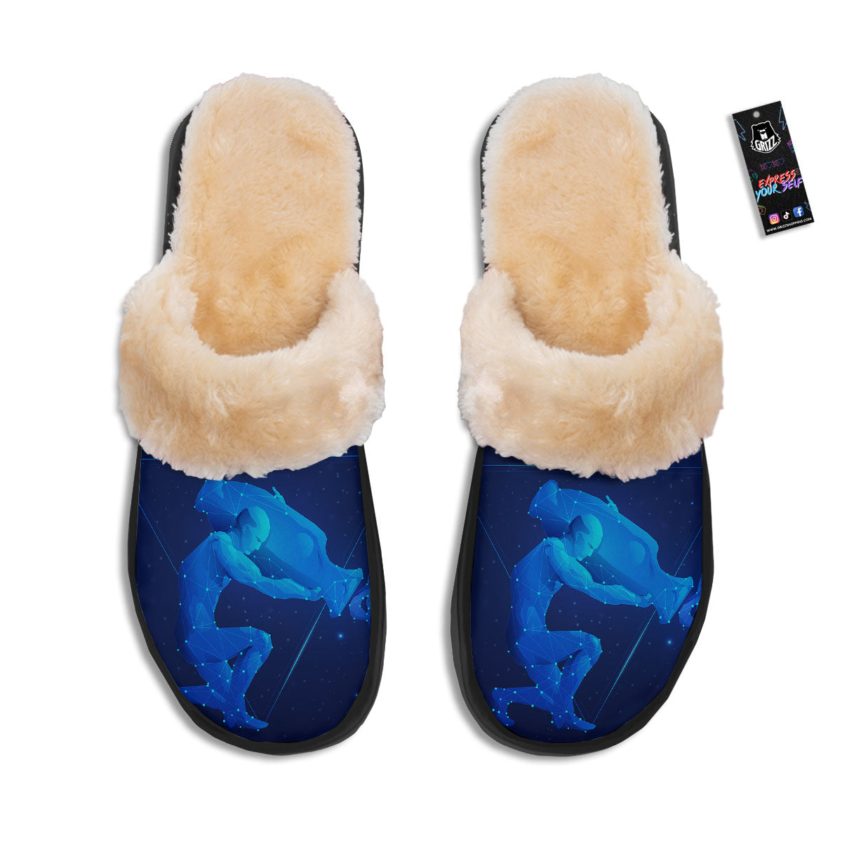 Astrological And Aquarius Signs Print Slippers-grizzshop