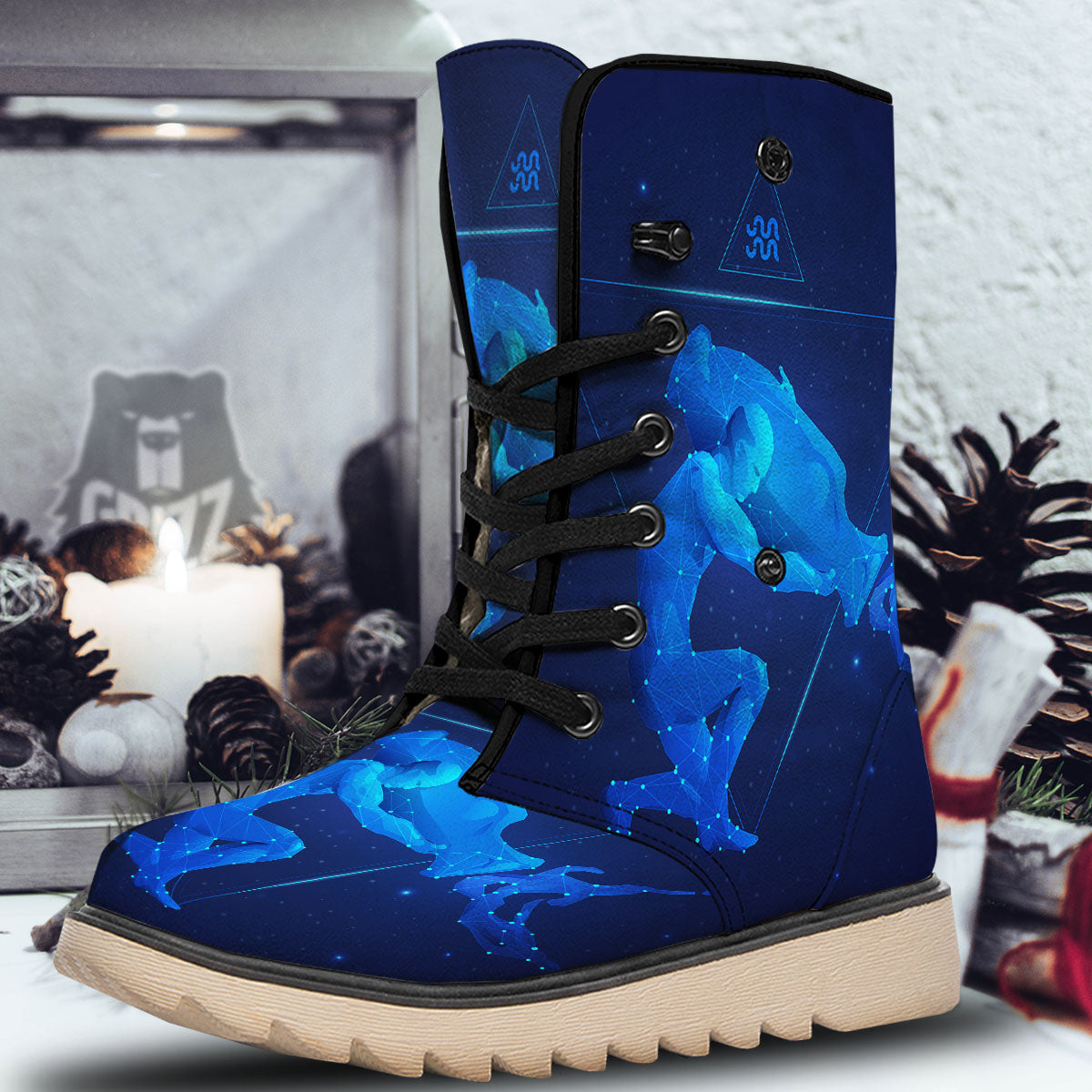 Astrological And Aquarius Signs Print Snow Boots-grizzshop
