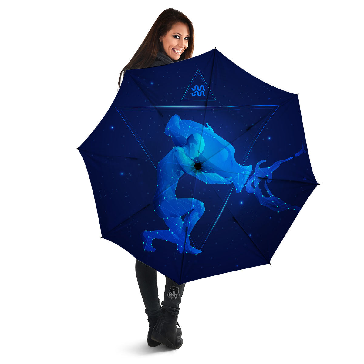 Astrological And Aquarius Signs Print Umbrella-grizzshop