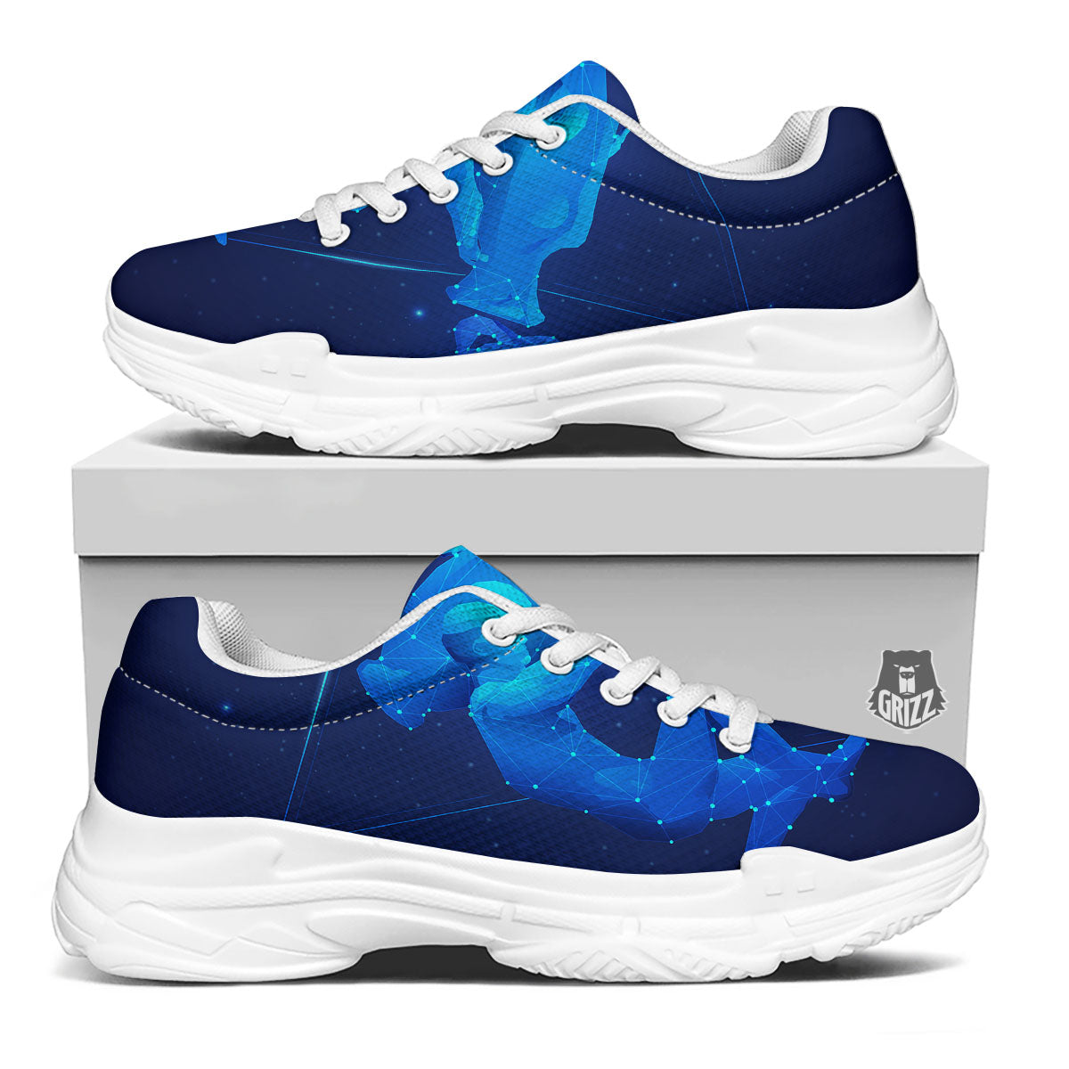 Astrological And Aquarius Signs Print White Chunky Shoes-grizzshop