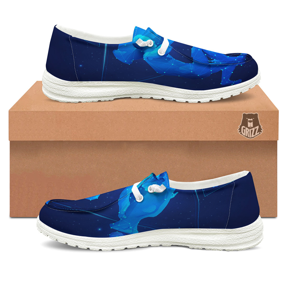 Astrological And Aquarius Signs Print White Loafers-grizzshop
