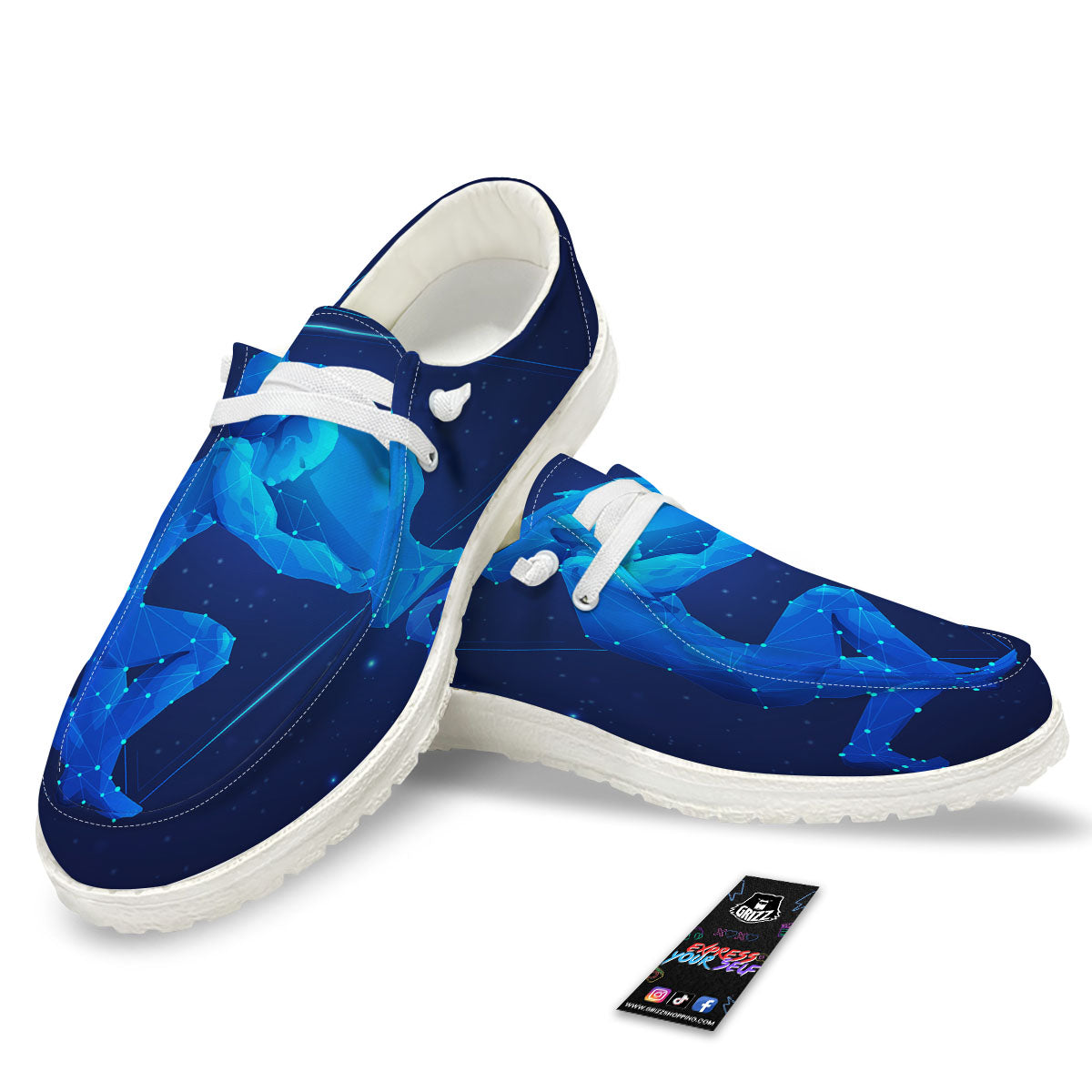 Astrological And Aquarius Signs Print White Loafers-grizzshop
