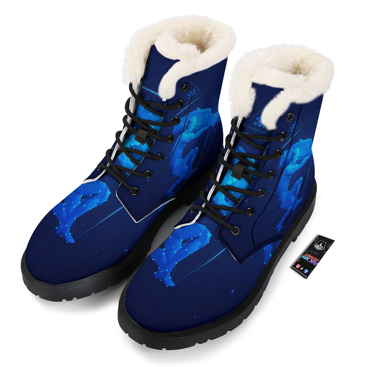 Astrological And Aquarius Signs Print Winter Boots-grizzshop