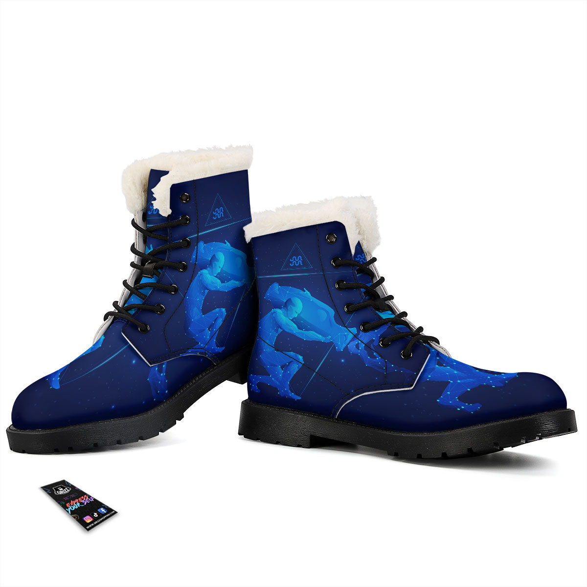 Astrological And Aquarius Signs Print Winter Boots-grizzshop