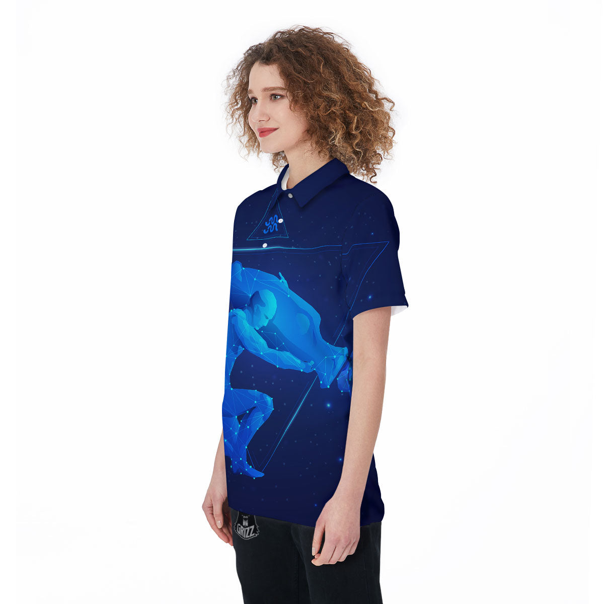 Astrological And Aquarius Signs Print Women's Golf Shirts-grizzshop