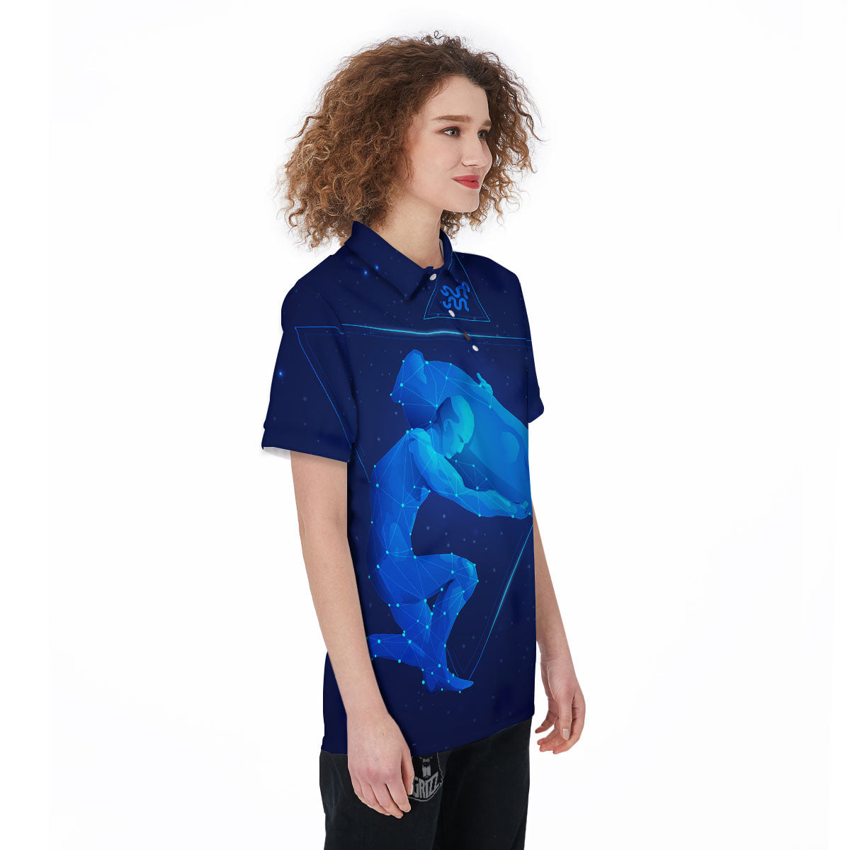 Astrological And Aquarius Signs Print Women's Golf Shirts-grizzshop