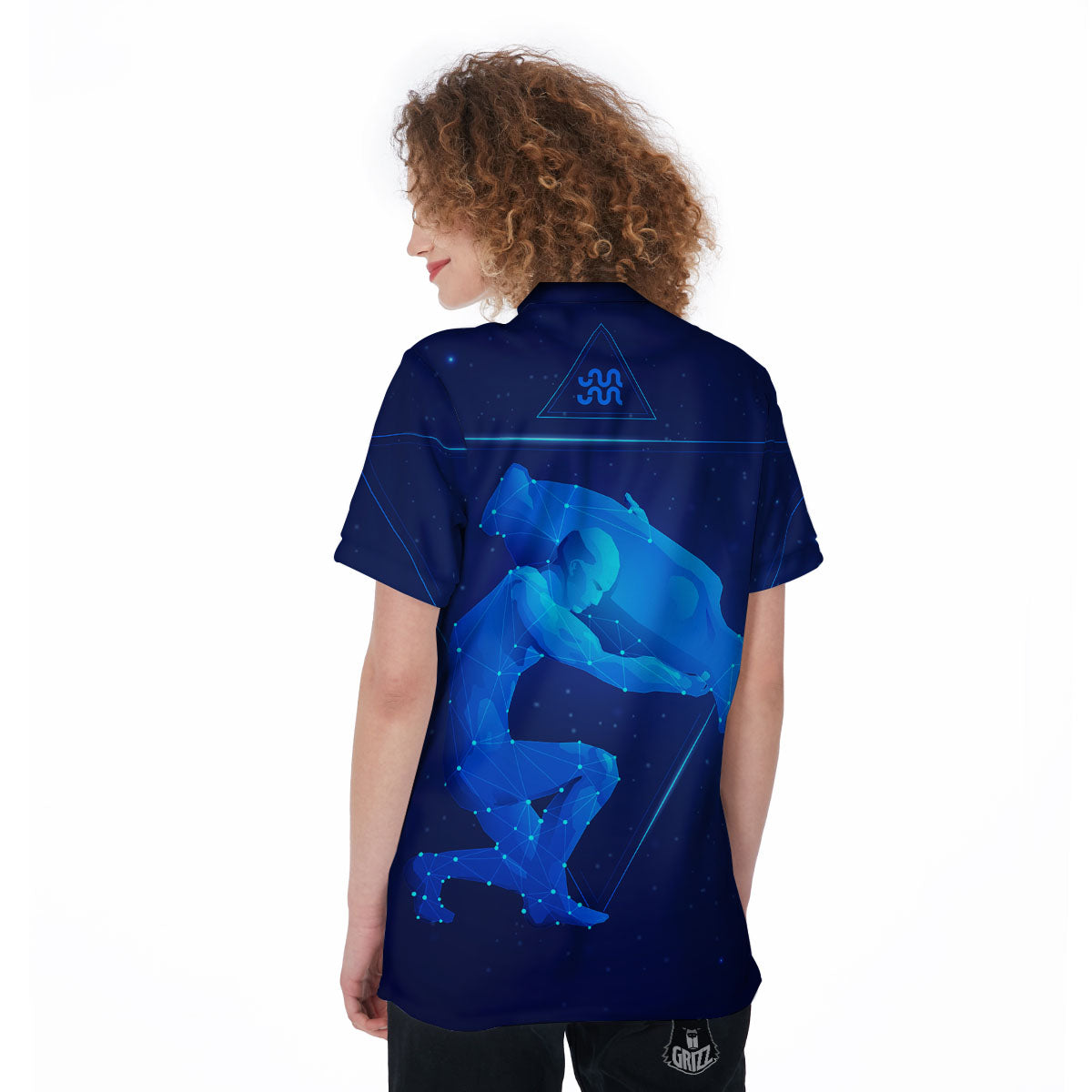 Astrological And Aquarius Signs Print Women's Golf Shirts-grizzshop