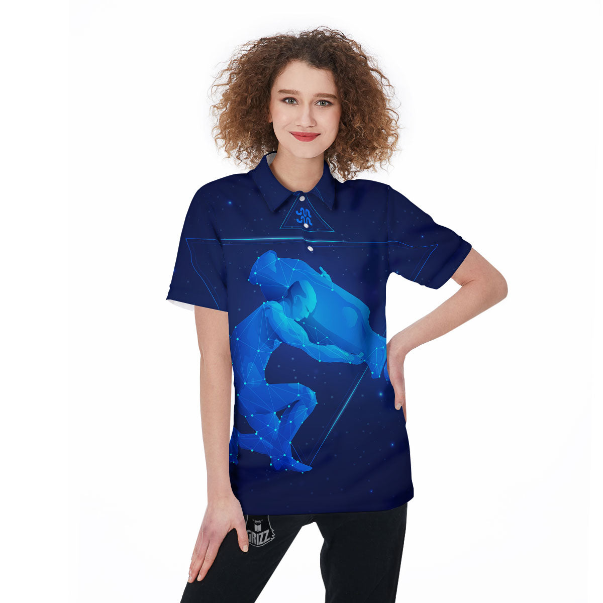 Astrological And Aquarius Signs Print Women's Golf Shirts-grizzshop