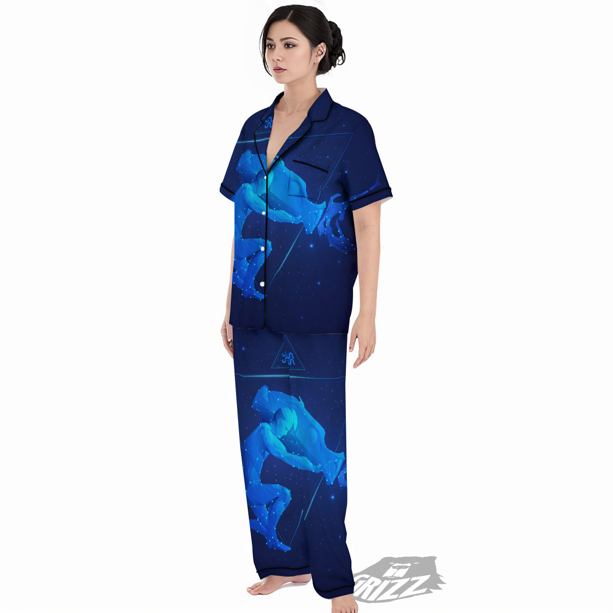 Astrological And Aquarius Signs Print Women's Pajamas Set-grizzshop