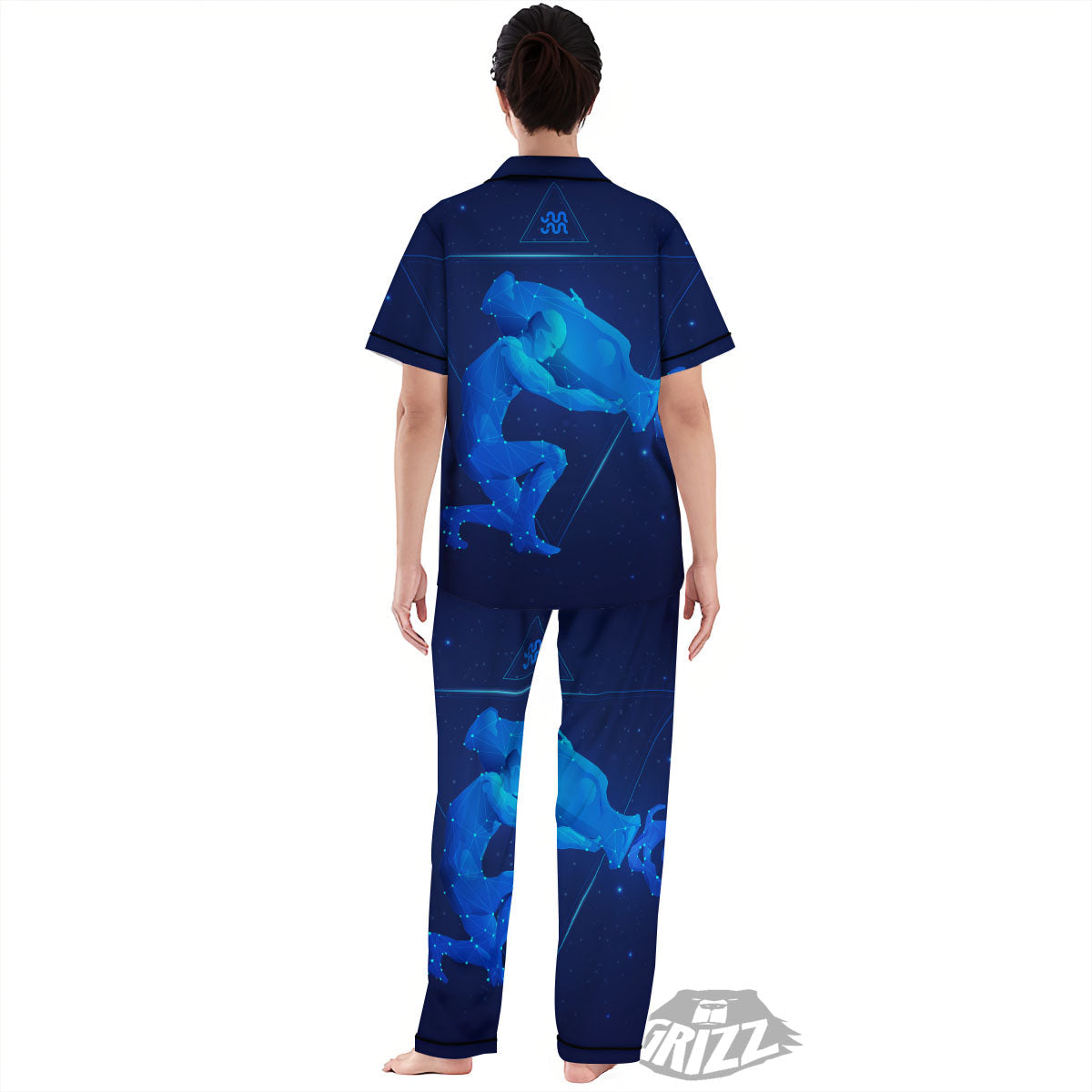 Astrological And Aquarius Signs Print Women's Pajamas Set-grizzshop