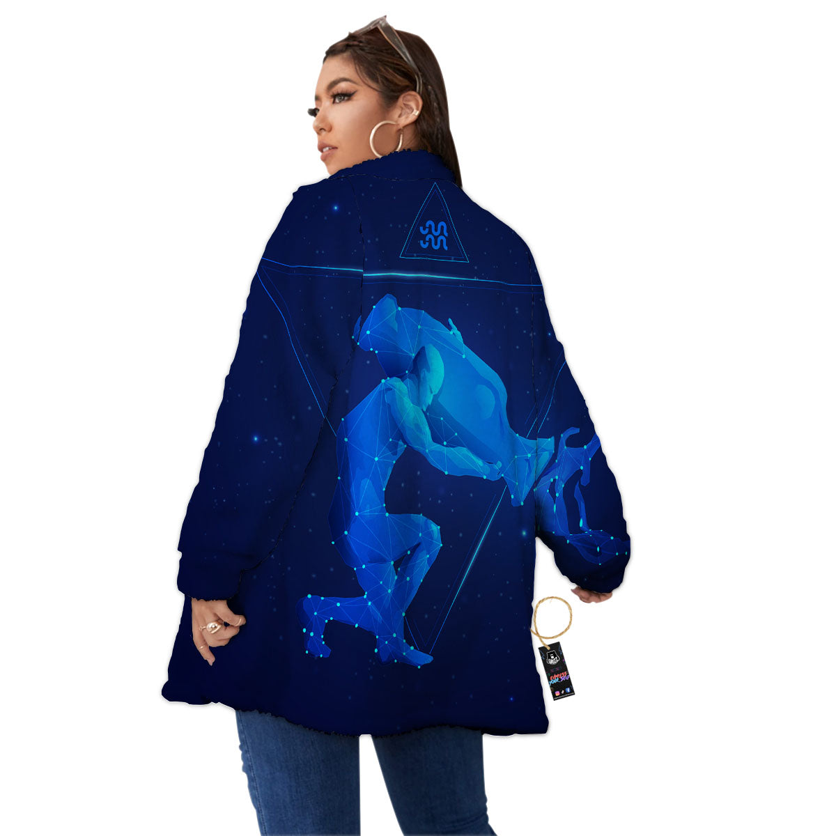 Astrological And Aquarius Signs Print Women's Sherpa Jacket-grizzshop