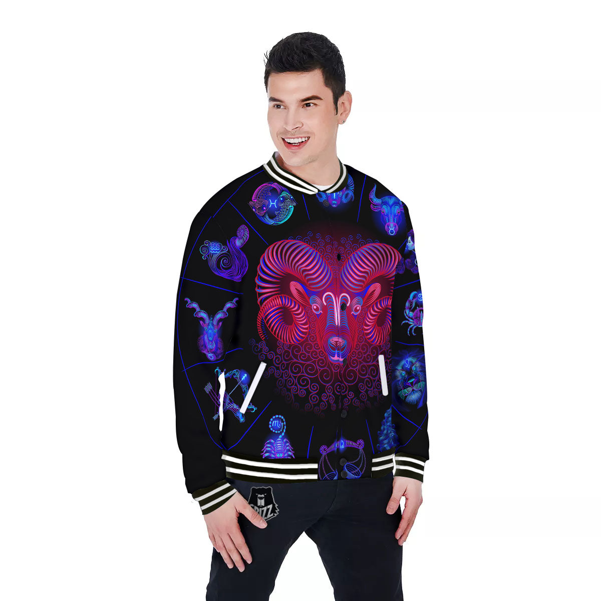 Astrological And Aries Signs Print Baseball Jacket-grizzshop