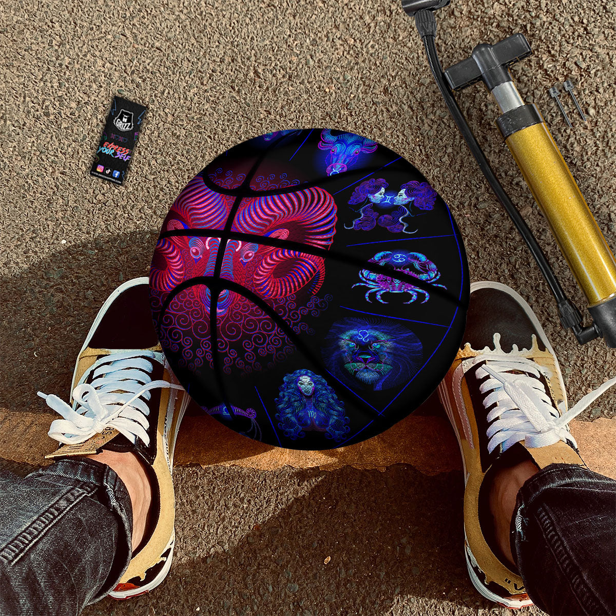Astrological And Aries Signs Print Basketball-grizzshop