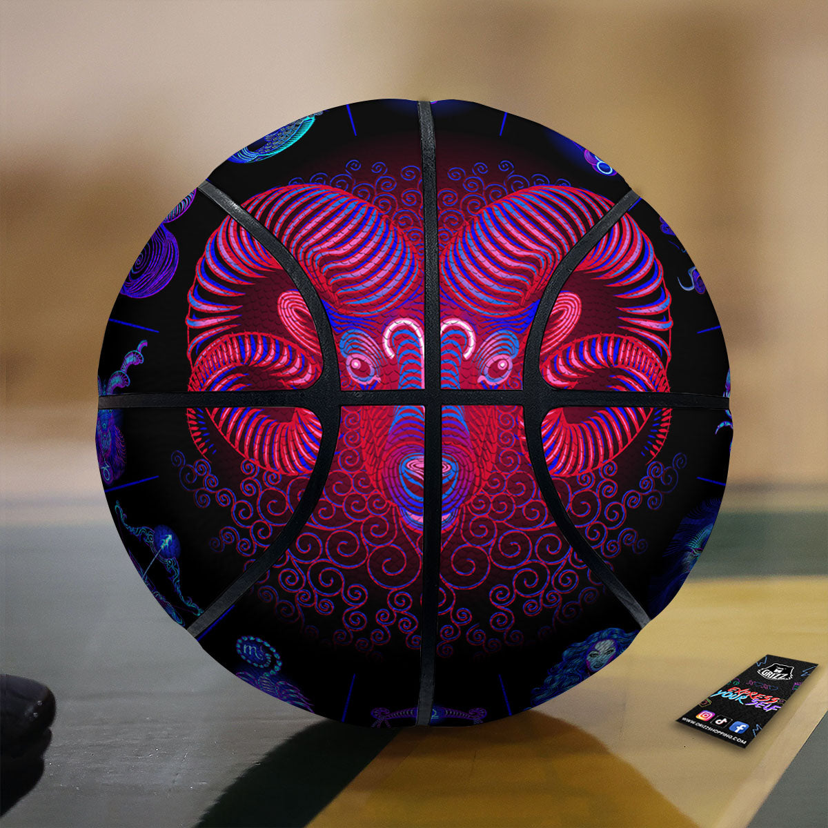 Astrological And Aries Signs Print Basketball-grizzshop