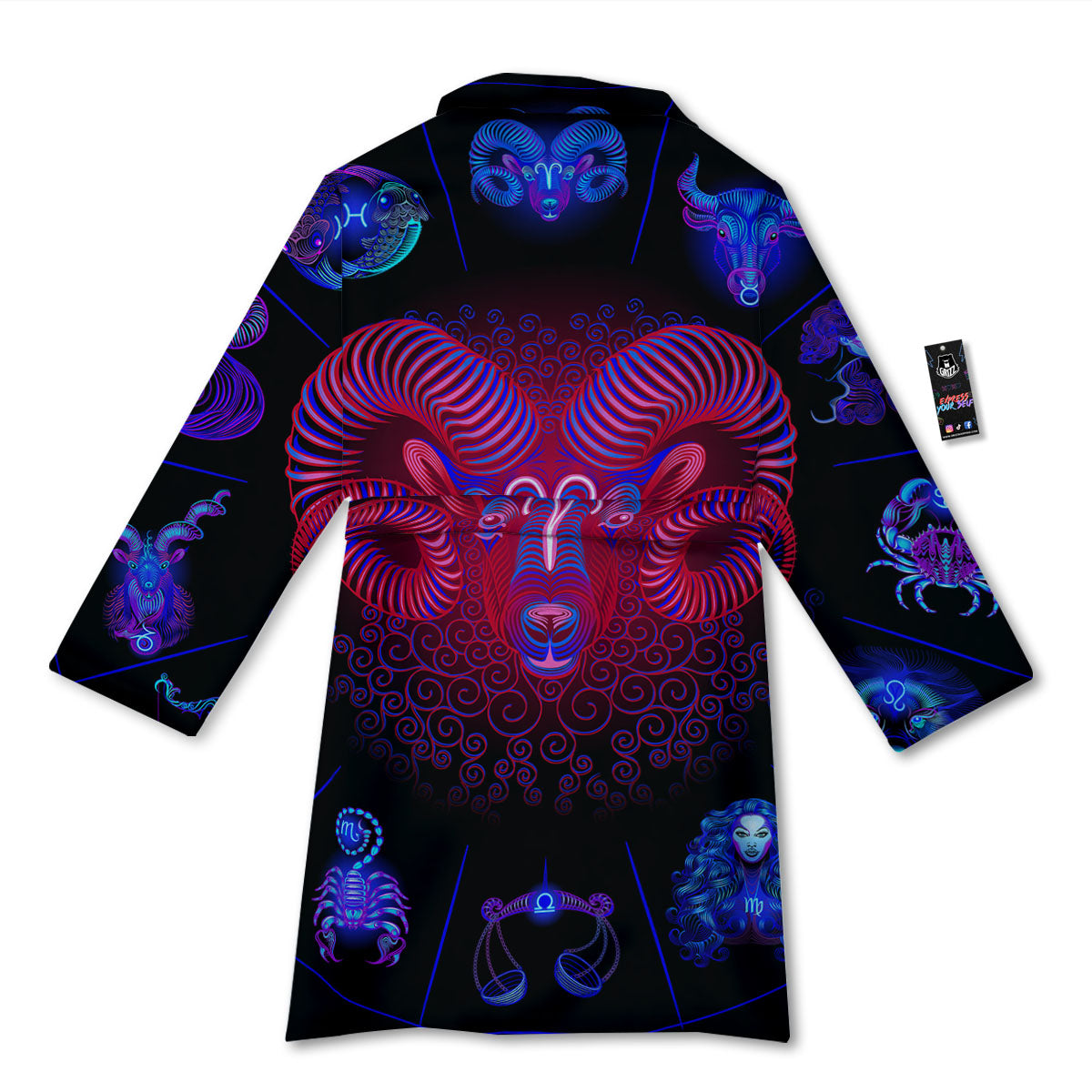 Astrological And Aries Signs Print Bathrobe-grizzshop