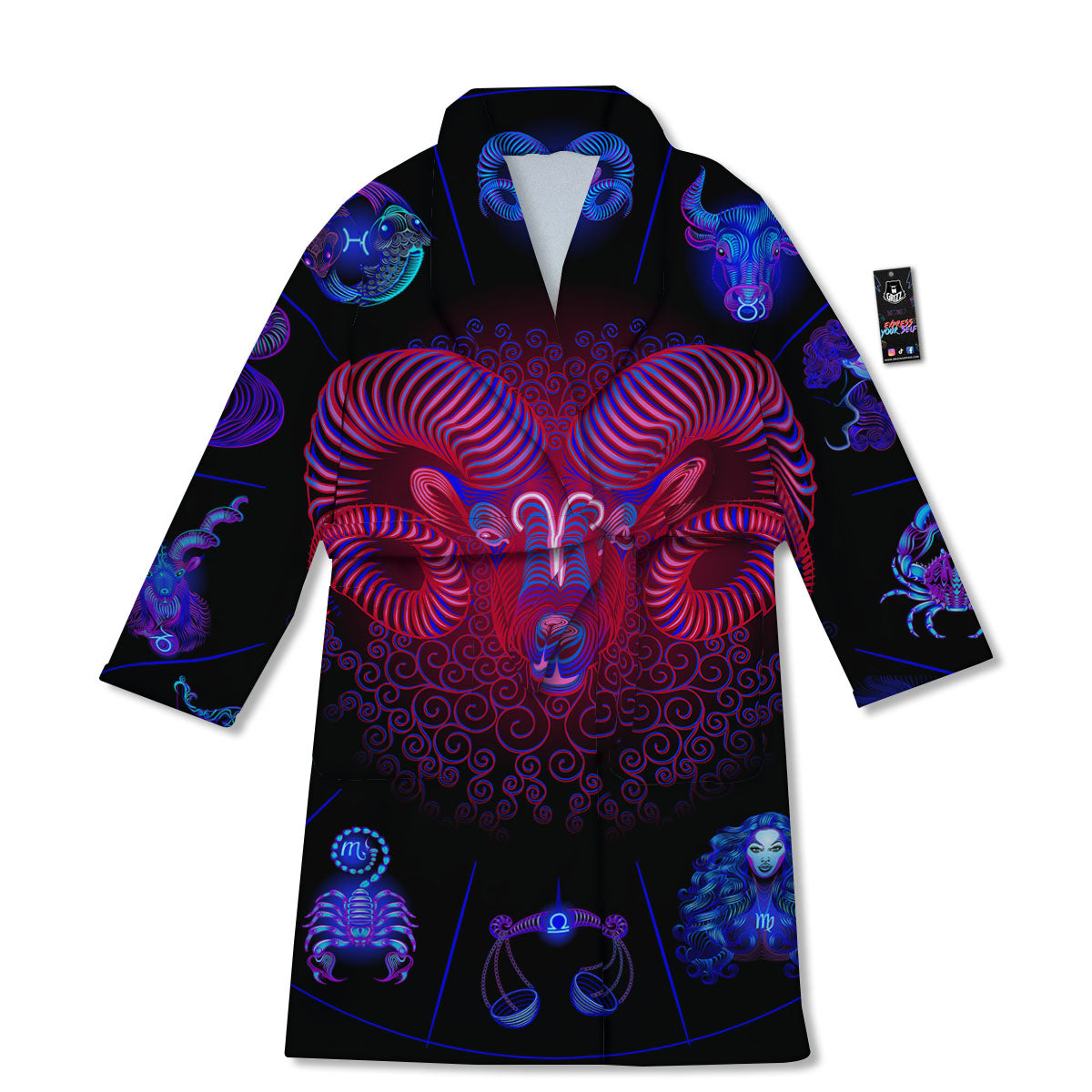 Astrological And Aries Signs Print Bathrobe-grizzshop