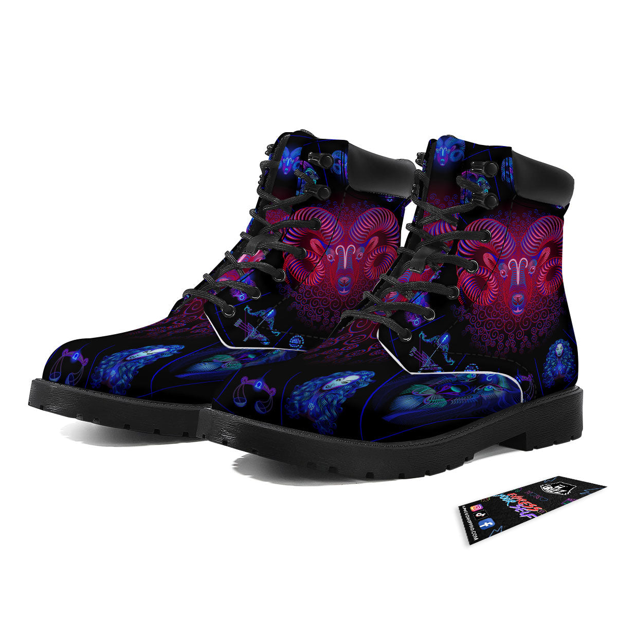 Astrological And Aries Signs Print Boots-grizzshop