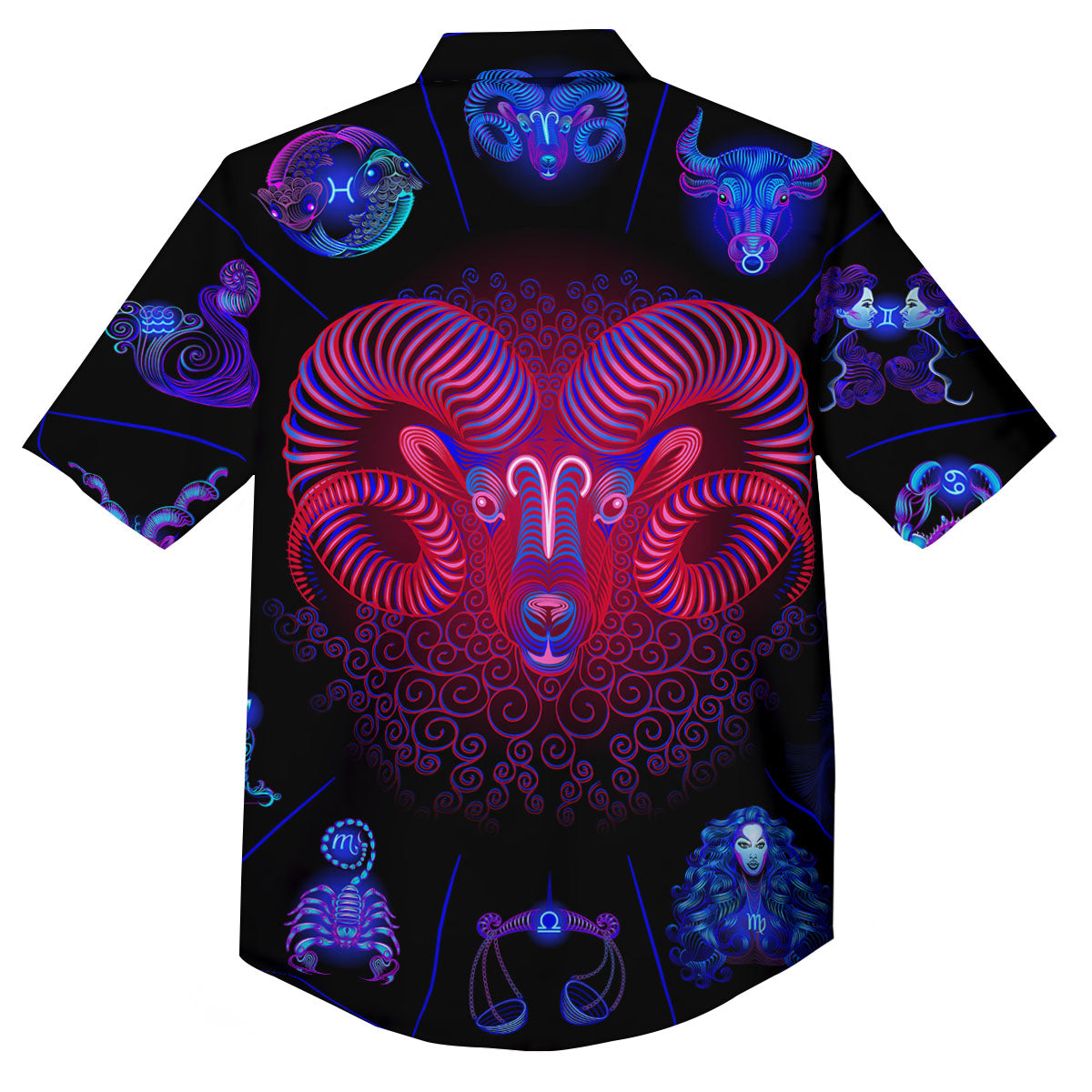 Astrological And Aries Signs Print Button Up Shirt-grizzshop