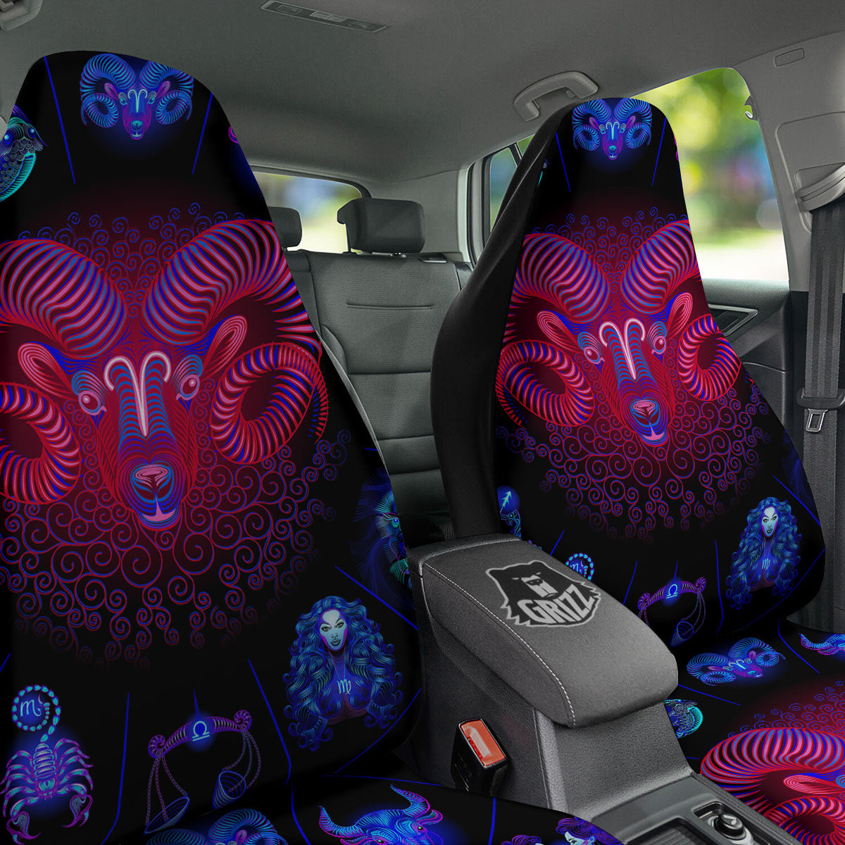 Astrological And Aries Signs Print Car Seat Covers-grizzshop