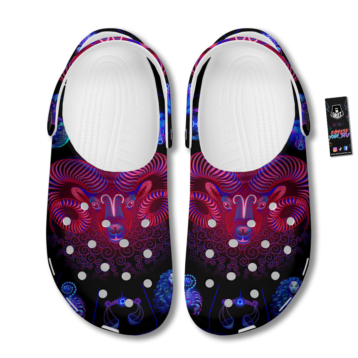 Astrological And Aries Signs Print Clog-grizzshop