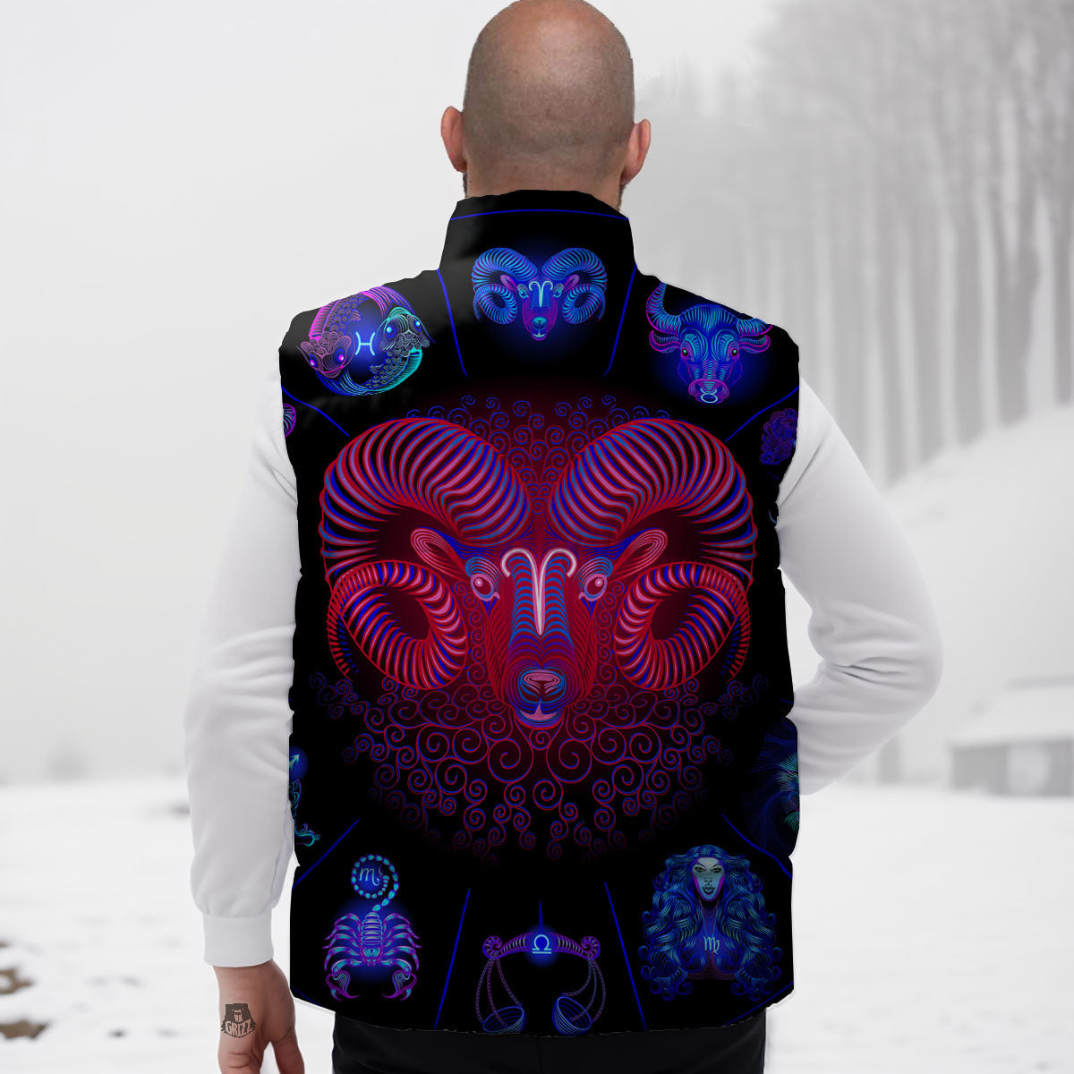 Astrological And Aries Signs Print Down Vest