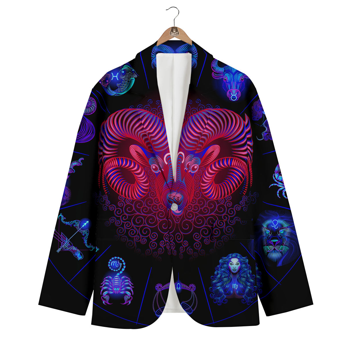 Astrological And Aries Signs Print Men's Blazer-grizzshop