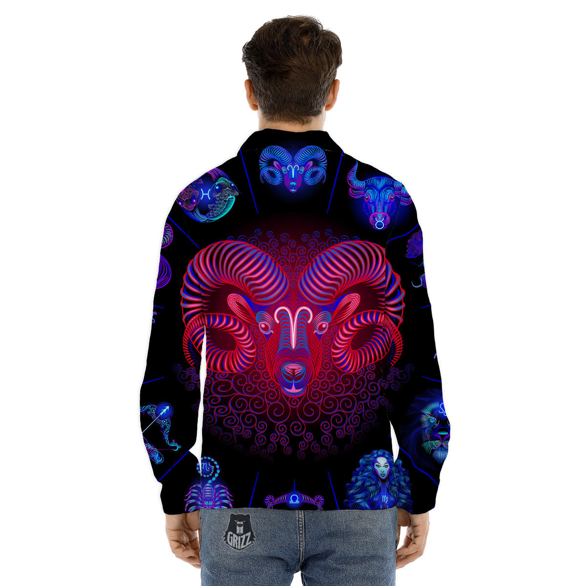 Astrological And Aries Signs Print Men's Dress Shirts-grizzshop